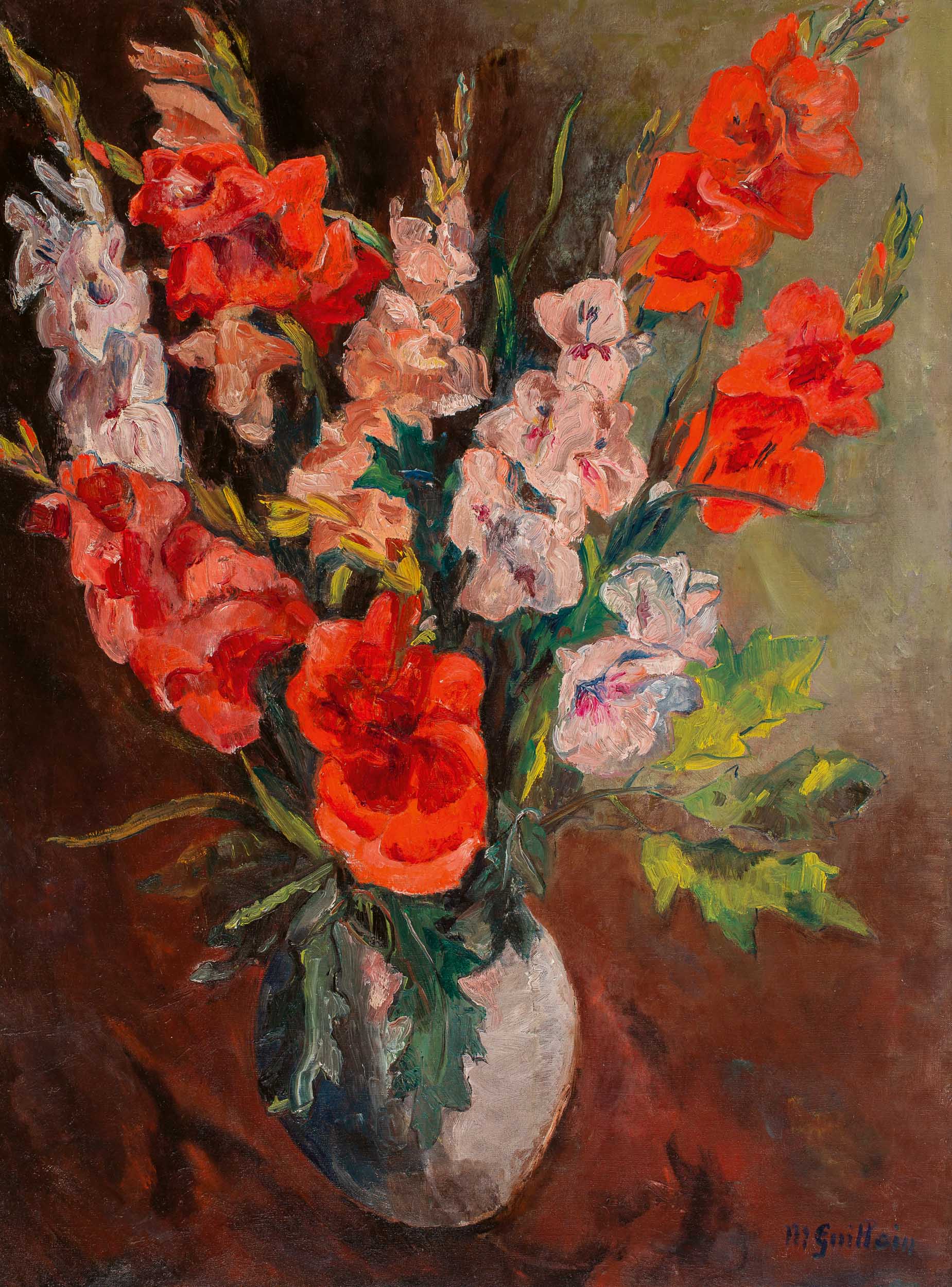 Vase with gladioli